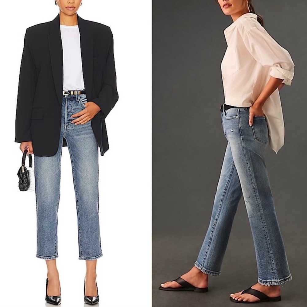 Pistola Charlie High Rise Classic Straight Ankle Jeans Distressed • NWT